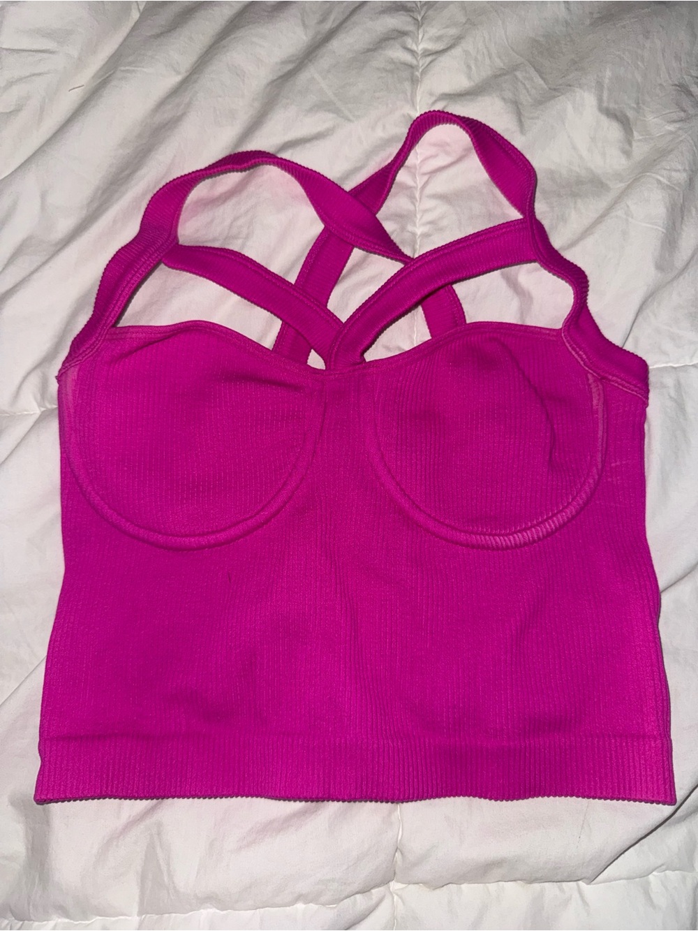 Women's Hot Pink Ribbed Bralette Tank